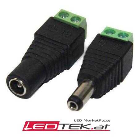Buchse Trafo - Stecker Mänlich-Weiblich DC 12V Grün