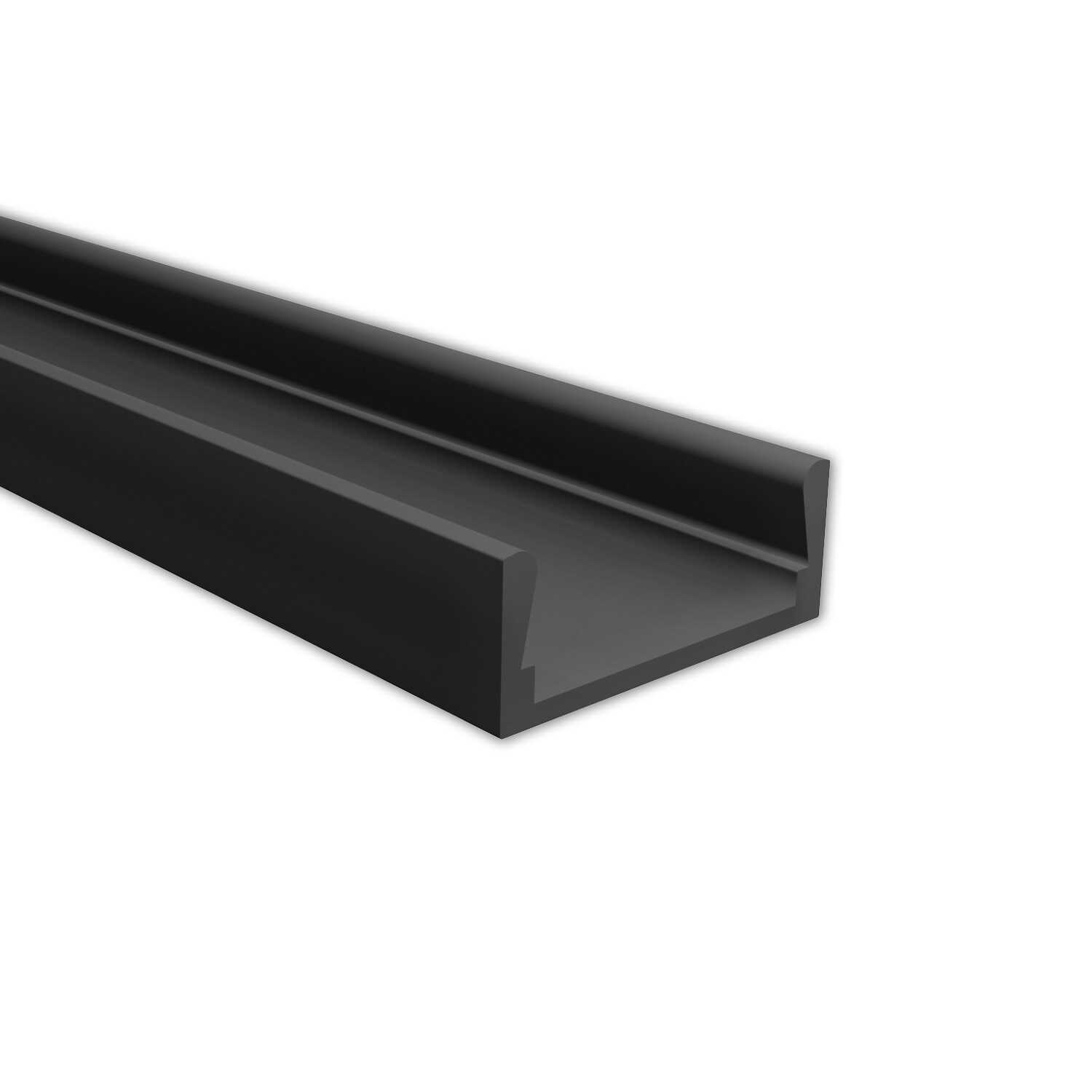 LED AUFBAU-Profil 200cm, flach, schwarz RAL9005, LED Stripes max. 12mm - 10er-Pack 1 LED AUFBAU-Profil 200cm, flach, schwarz RAL9005, LED Stripes max. 12mm - 10er-Pack